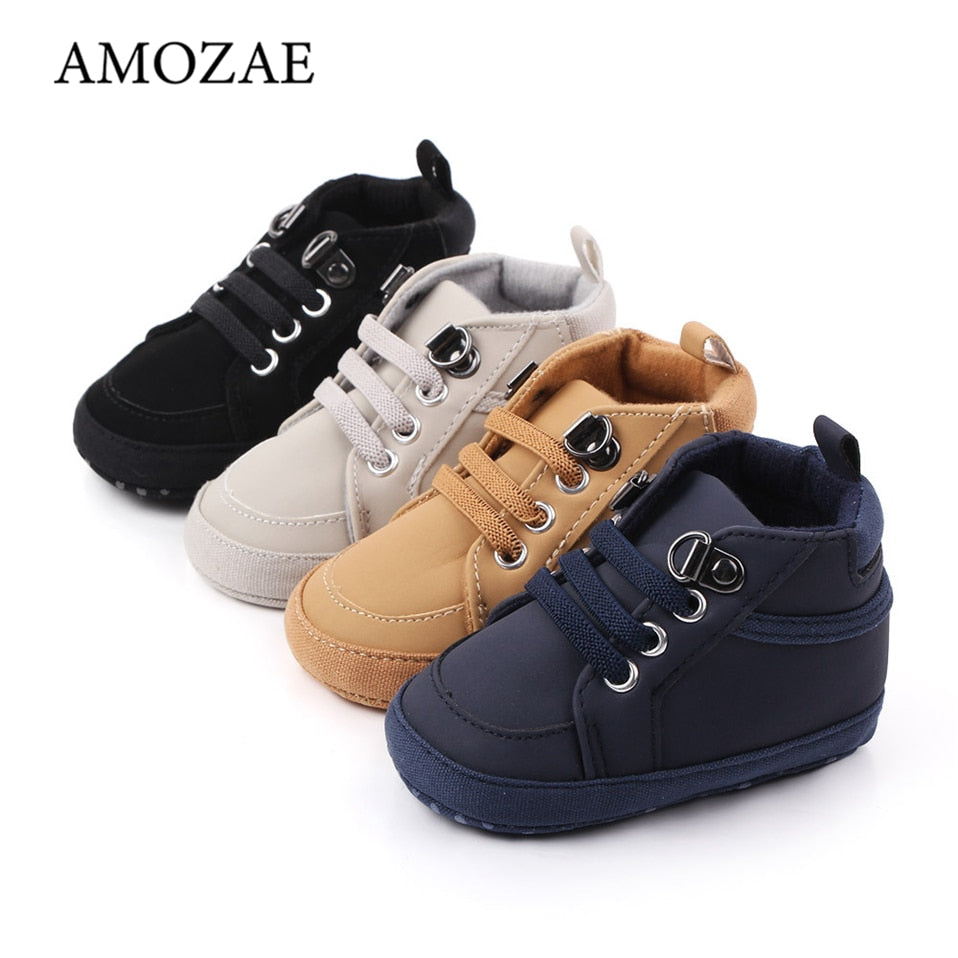 Baby Shoes Spring/Autumn Casual Shoe Sport Sneakers Baby Boys Shoes PU Elastic Band Soft-Soled Non-Slip Toddler Shoes For 0-18M