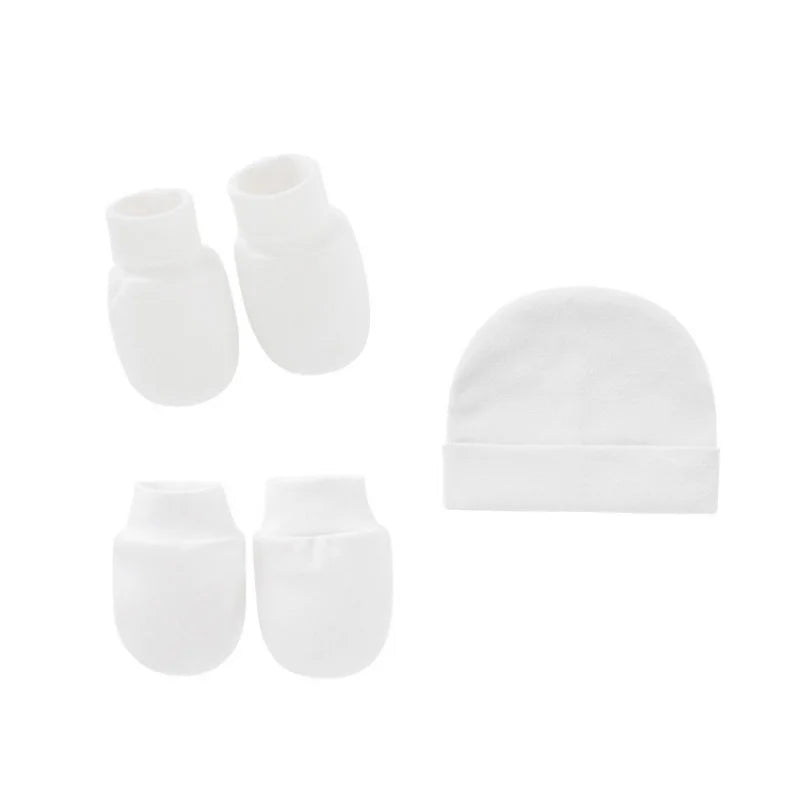 Newborn Hat Anti-scratch Glove Set Baby Hat Bonnet Gloves Socks Set Beanie Hats Newborn Gift Photography Props Infant  Accessory